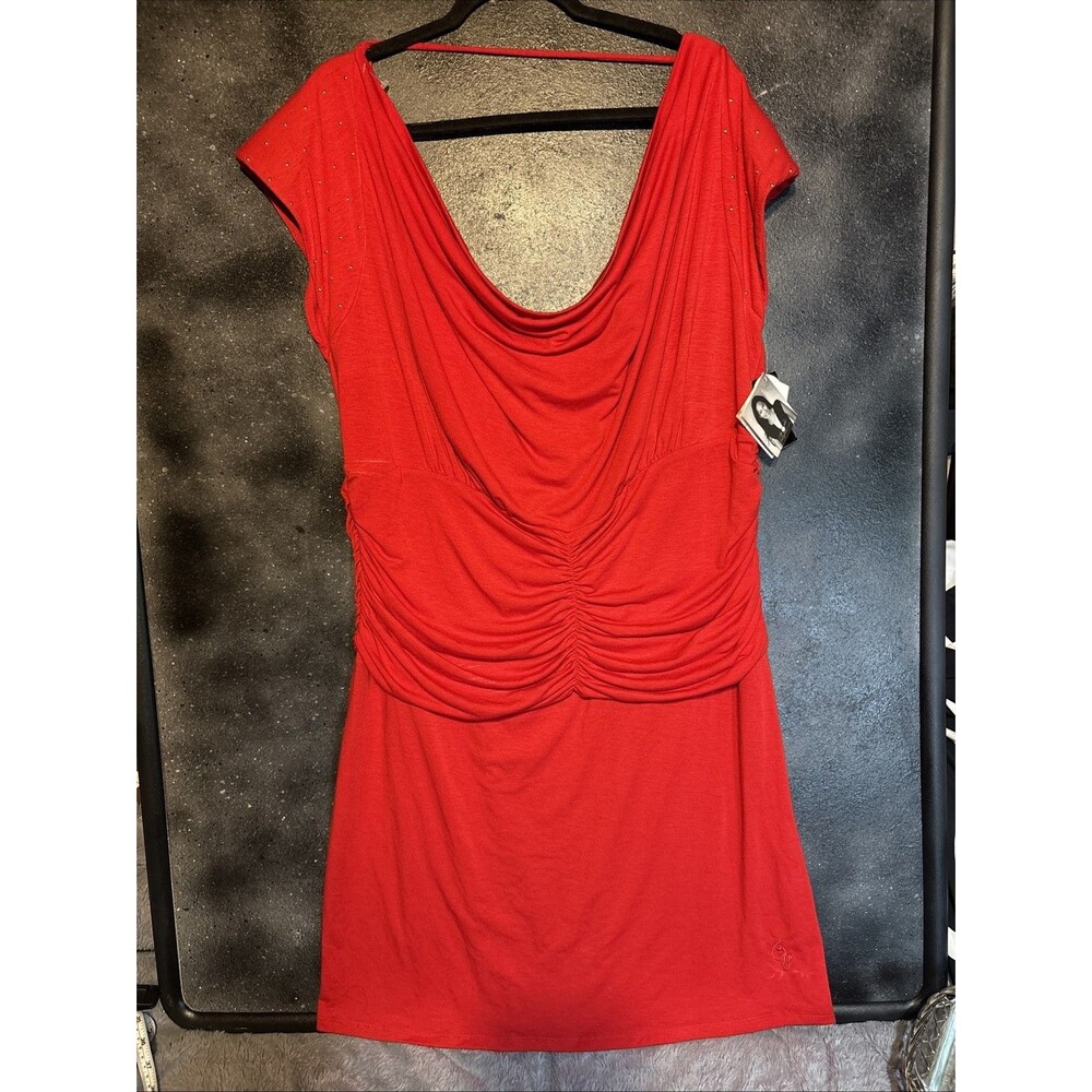 Baby Phat Vintage Y2K Red Midi Evening Dress Stretchy NWT Womens Size 1X Plus